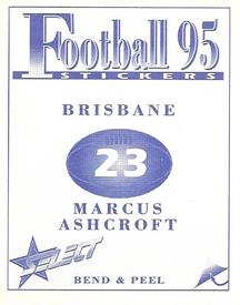 1995 Select AFL Stickers #23 Marcus Ashcroft Back